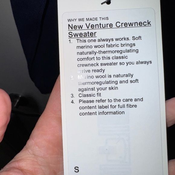 Lululemon Men Small New Venture Crewneck Sweater Navy Blue NWT - Picture 9 of 10